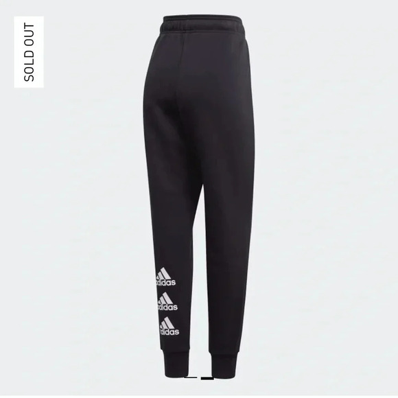 Adidas STACKED LOGO FLEECE PANTS joggers sweats sweatpants black XS EUC - Picture 2 of 6